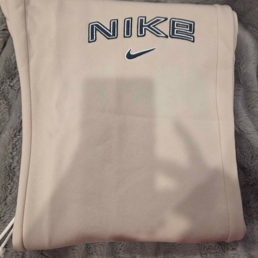 Nike Beige Sweatpants with Blue Logo